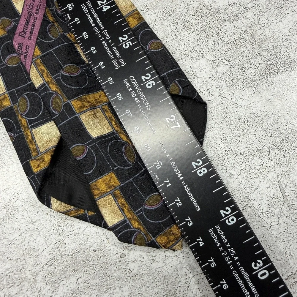 Ermenegildo Zegna‎ 100% Silk Tie Mens One Size Black Made In Italy Necktie